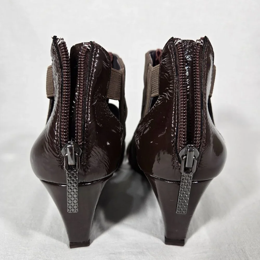 DONALD J PLINER Pira BROWN Watersnake & Stretchy Strappy Ankle Wedge Sandals 8M. - Picture 6 of 17